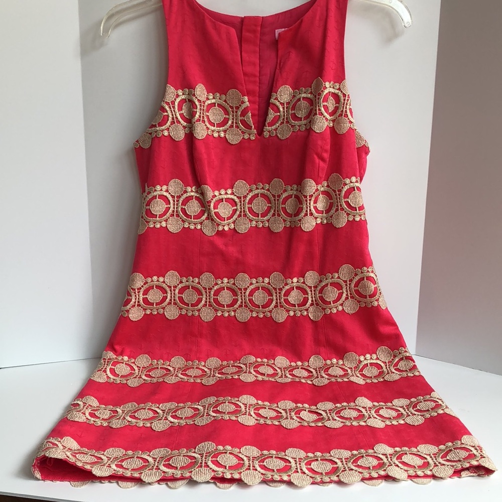 Lilly Pulitzer gold embellished sleeveless sheath dress size 2